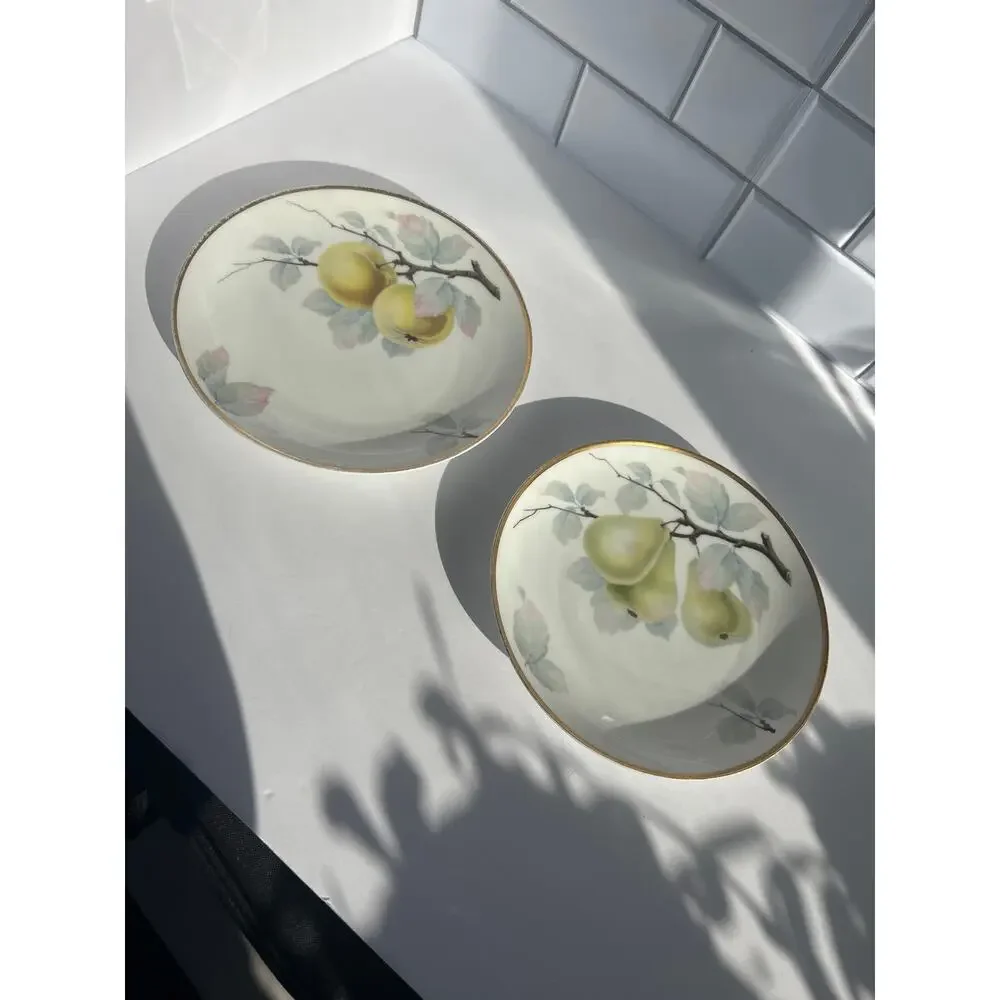 Rosenthal Bavaria Fruit Plates Apple Pear Gold Gilt Germany